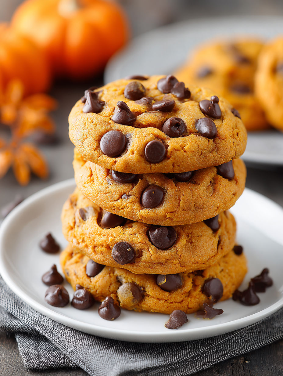 A stack of chocolate chip cookies.