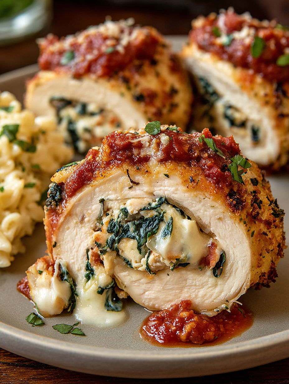 Chicken Spinach Cheese Rollatini.