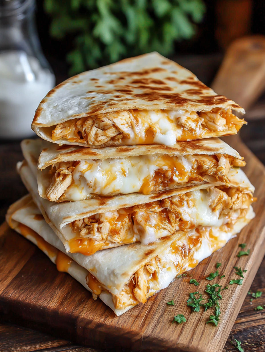 A stack of chicken enchiladas.