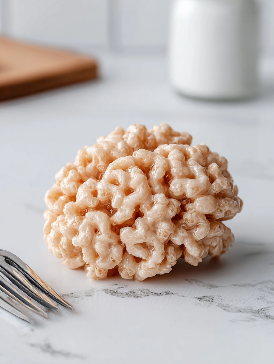 A Rice Krispie treat in the shape of a brain.
