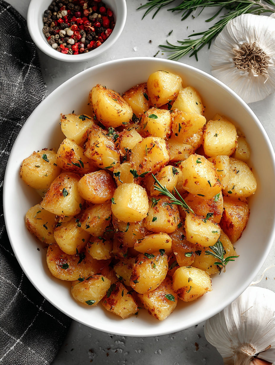 A bowl of garlic potatoes.
