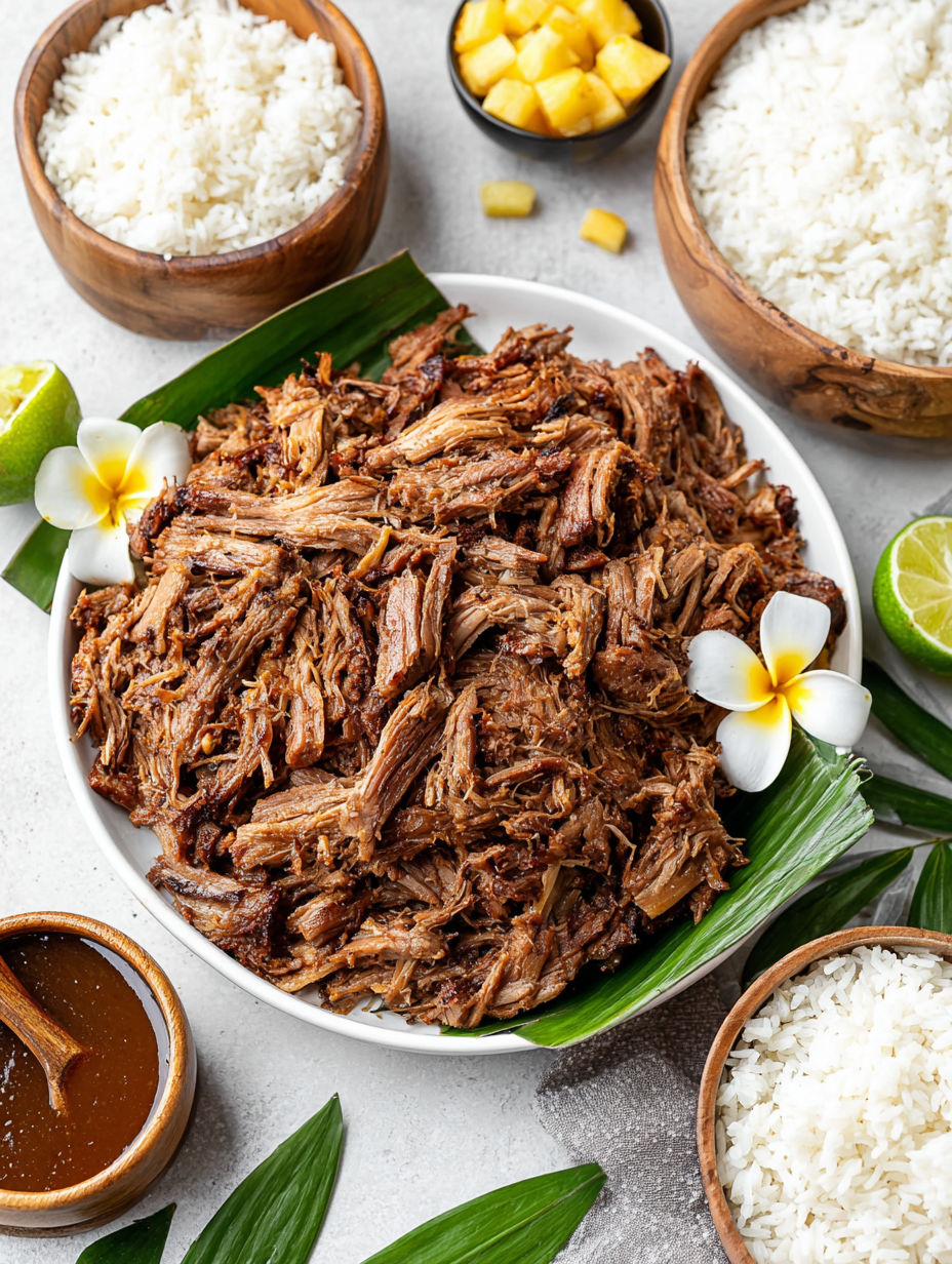 A plate of slow cooker Kalua pork.