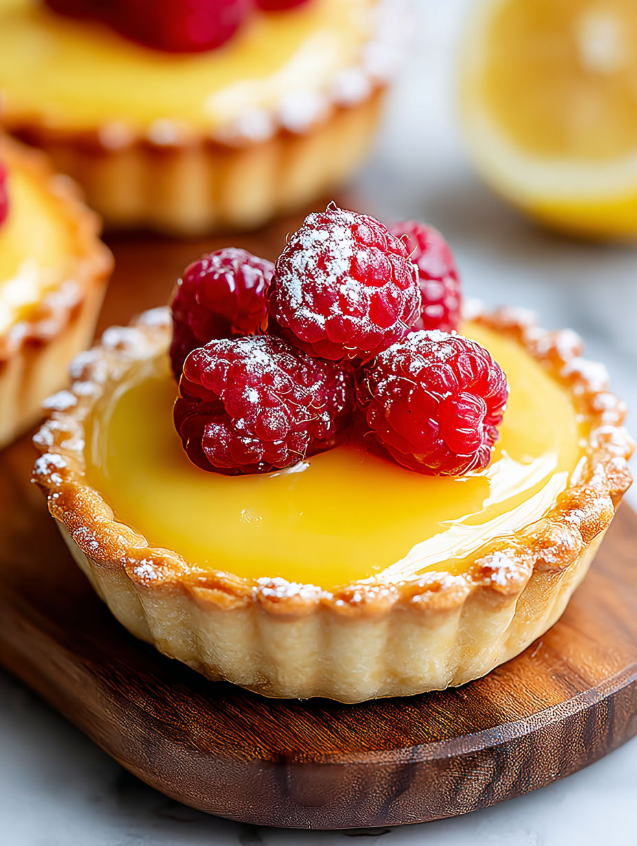 A small pastry with raspberries on top.