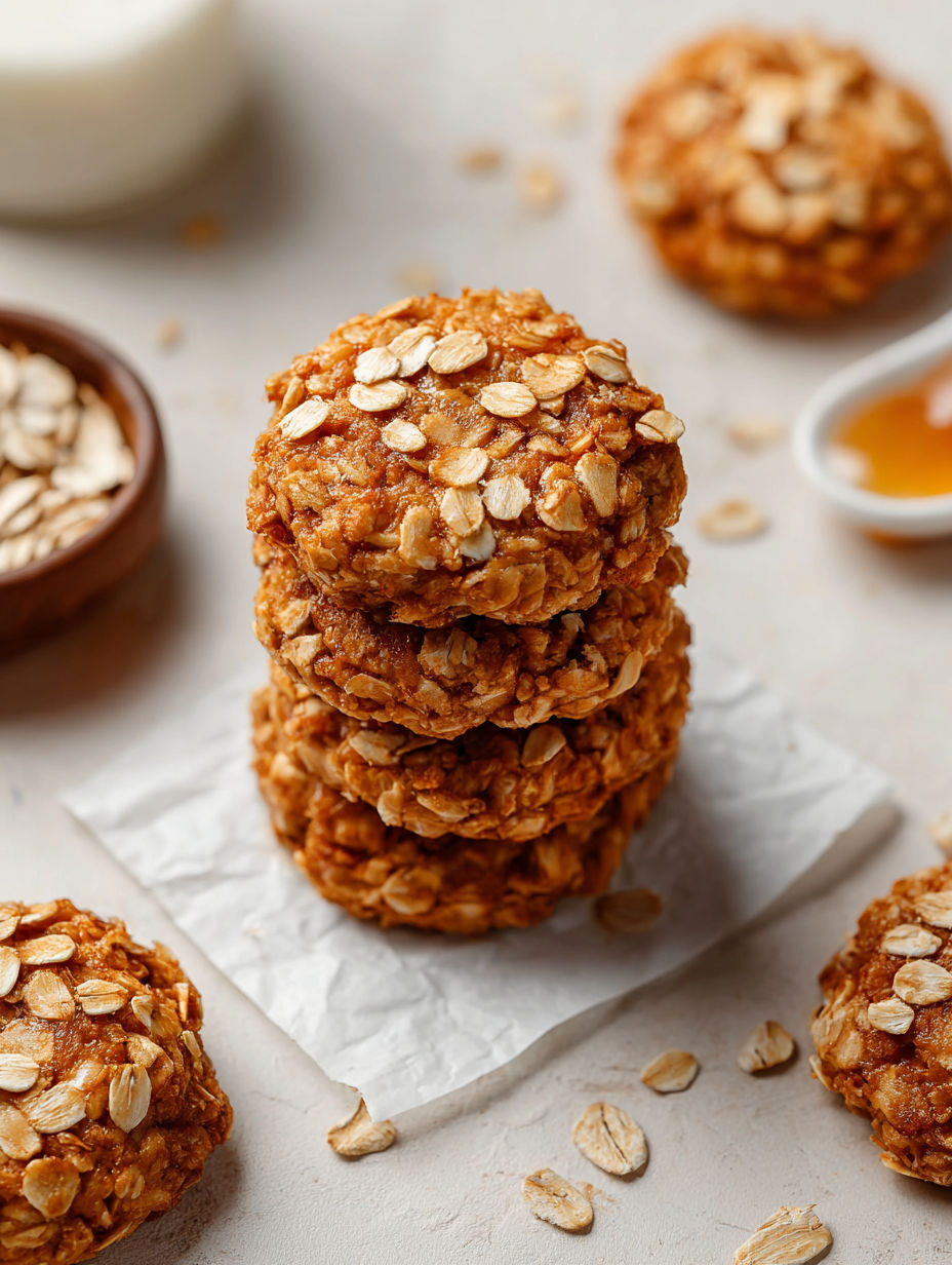 A stack of oatmeal cookies.