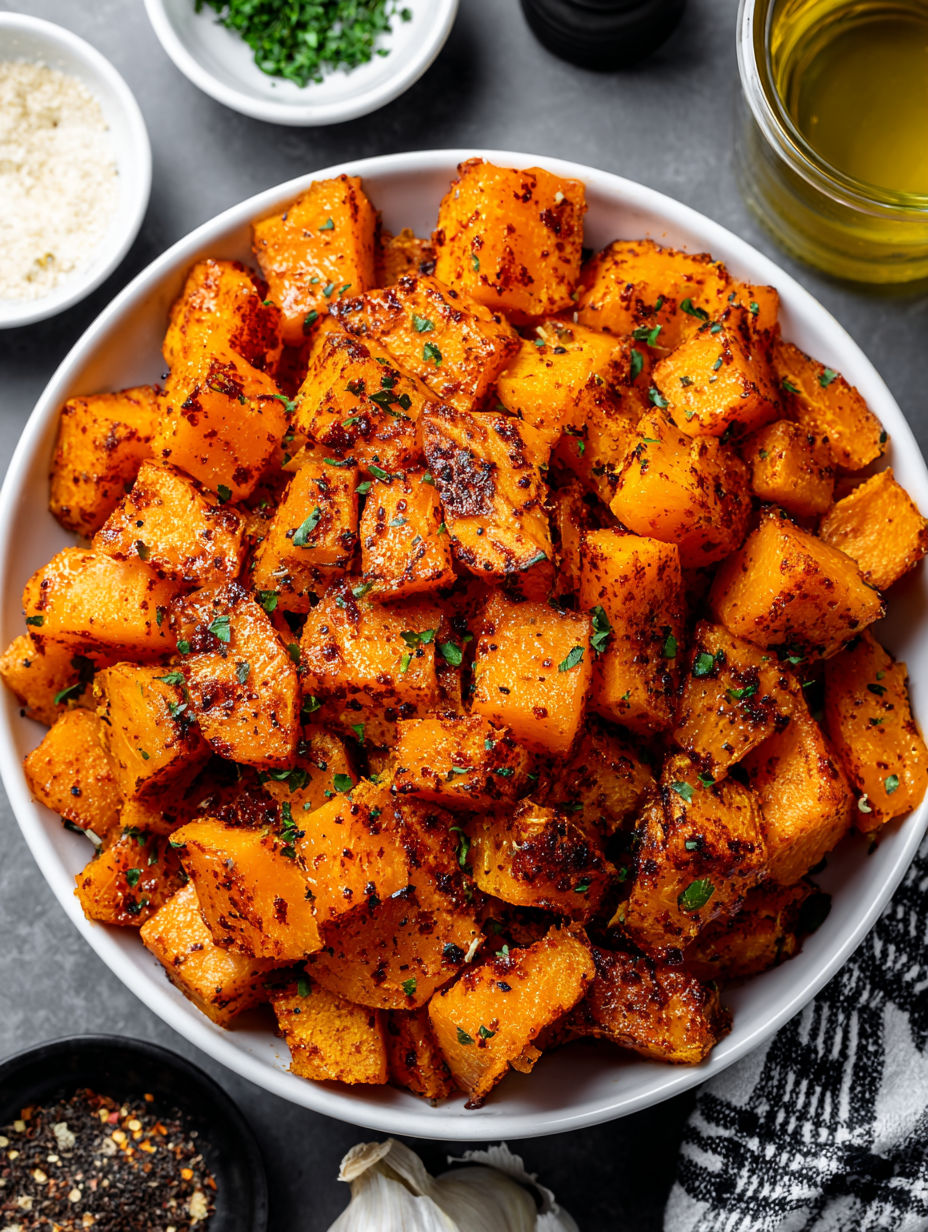 A bowl of cooked pumpkin with spices.