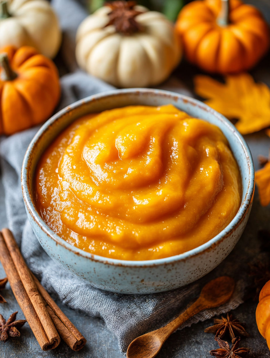 A bowl of creamy puré de calabaza.
