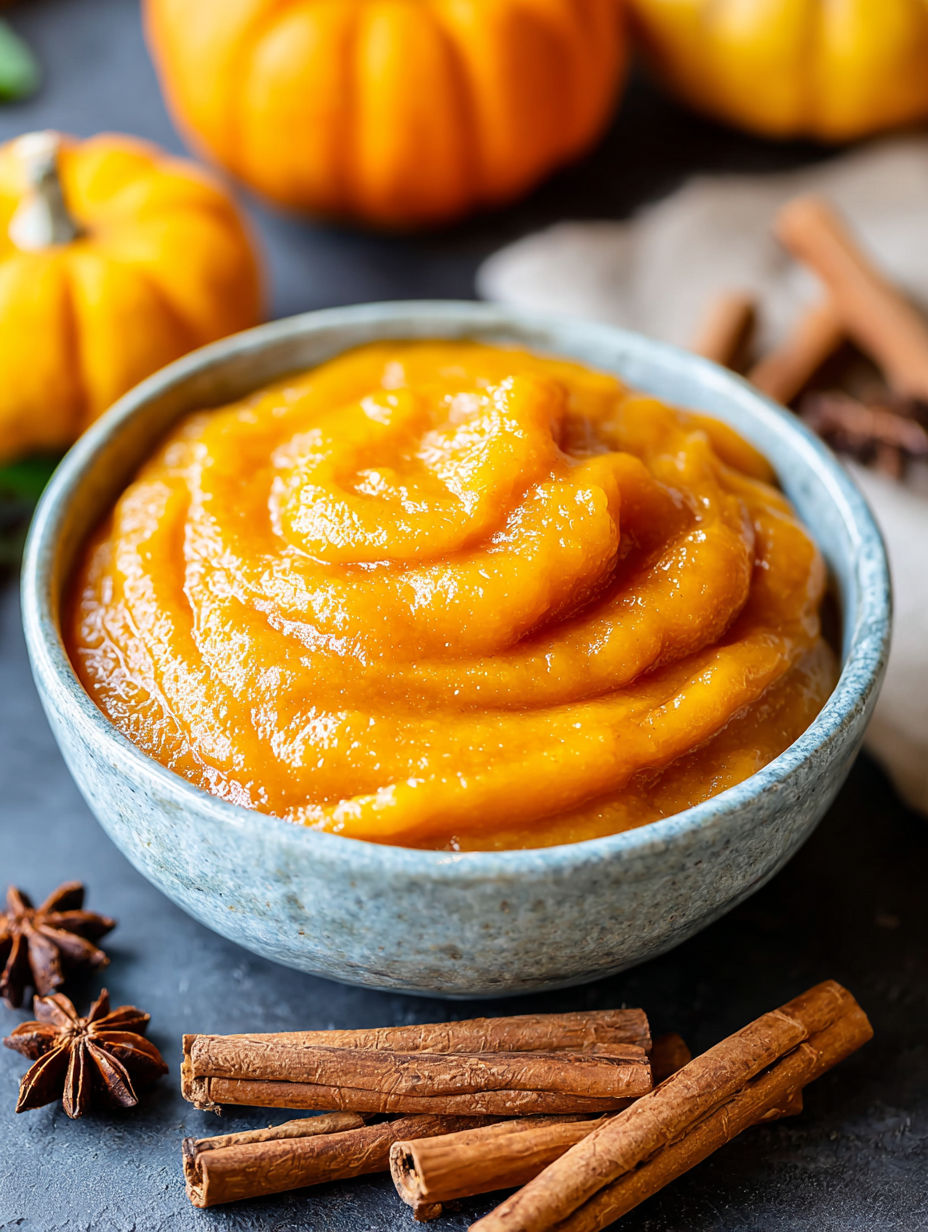 A bowl of creamy puré de calabaza.