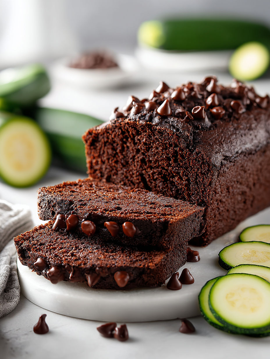 A slice of chocolate zucchini bread.