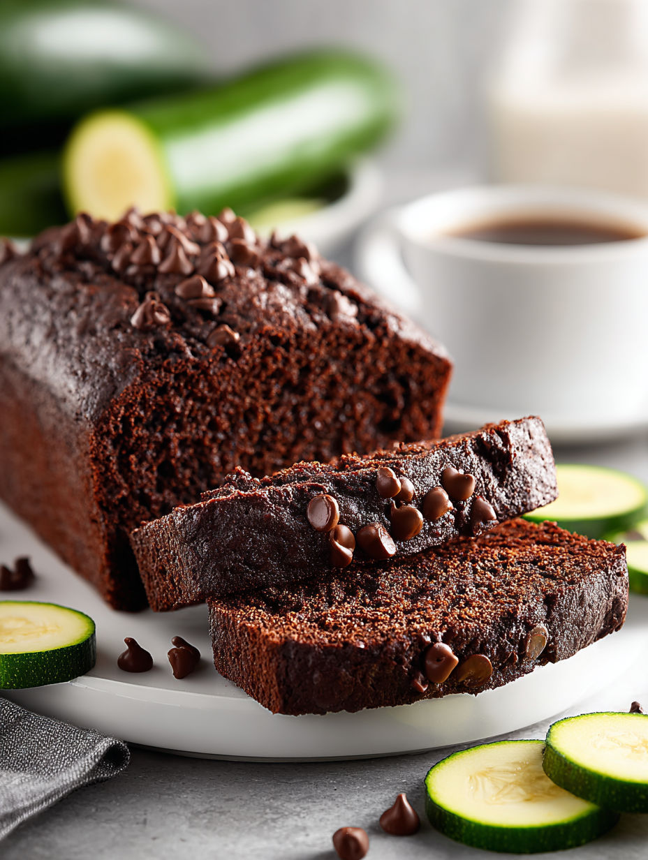 A slice of chocolate zucchini bread.