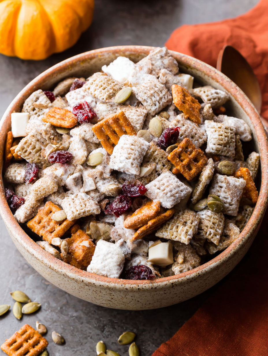A bowl of Pumpkin Spice Buddies.