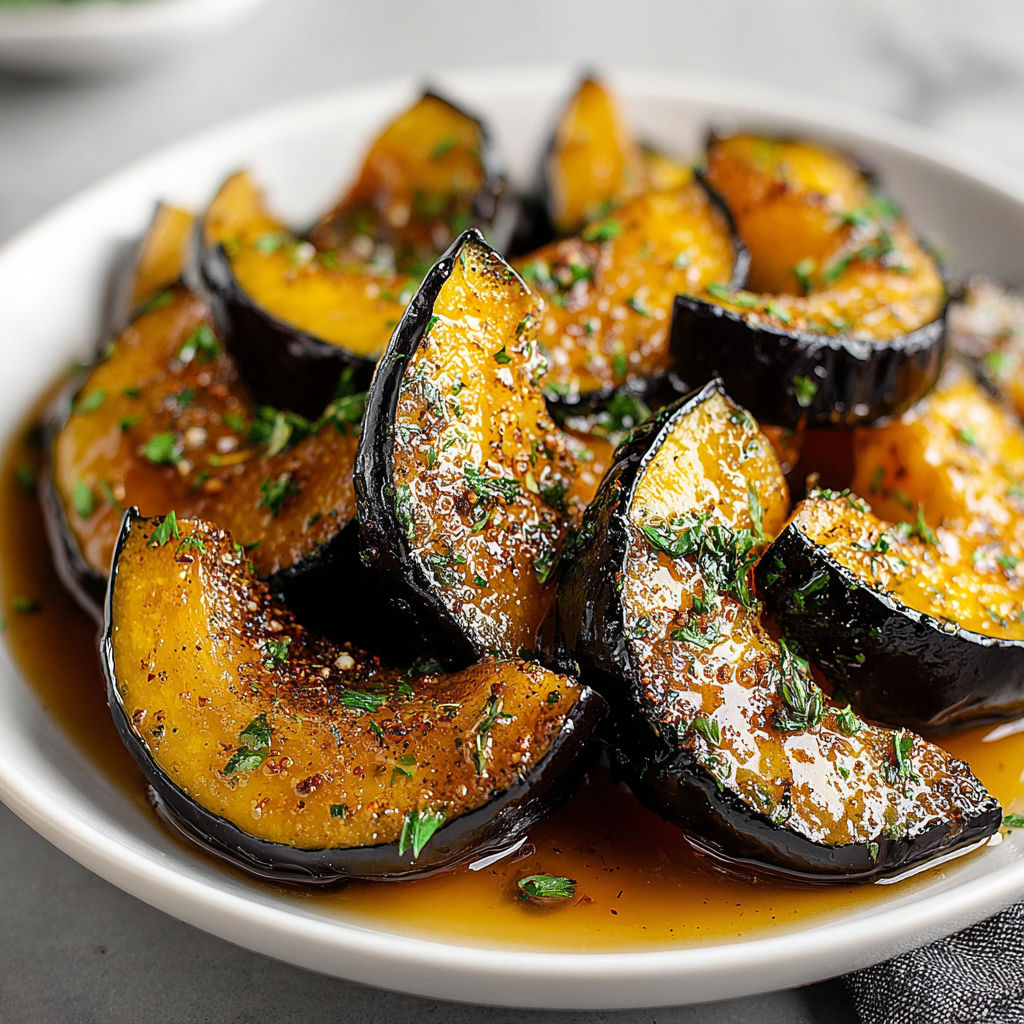 A plate of roasted acorn squash.
