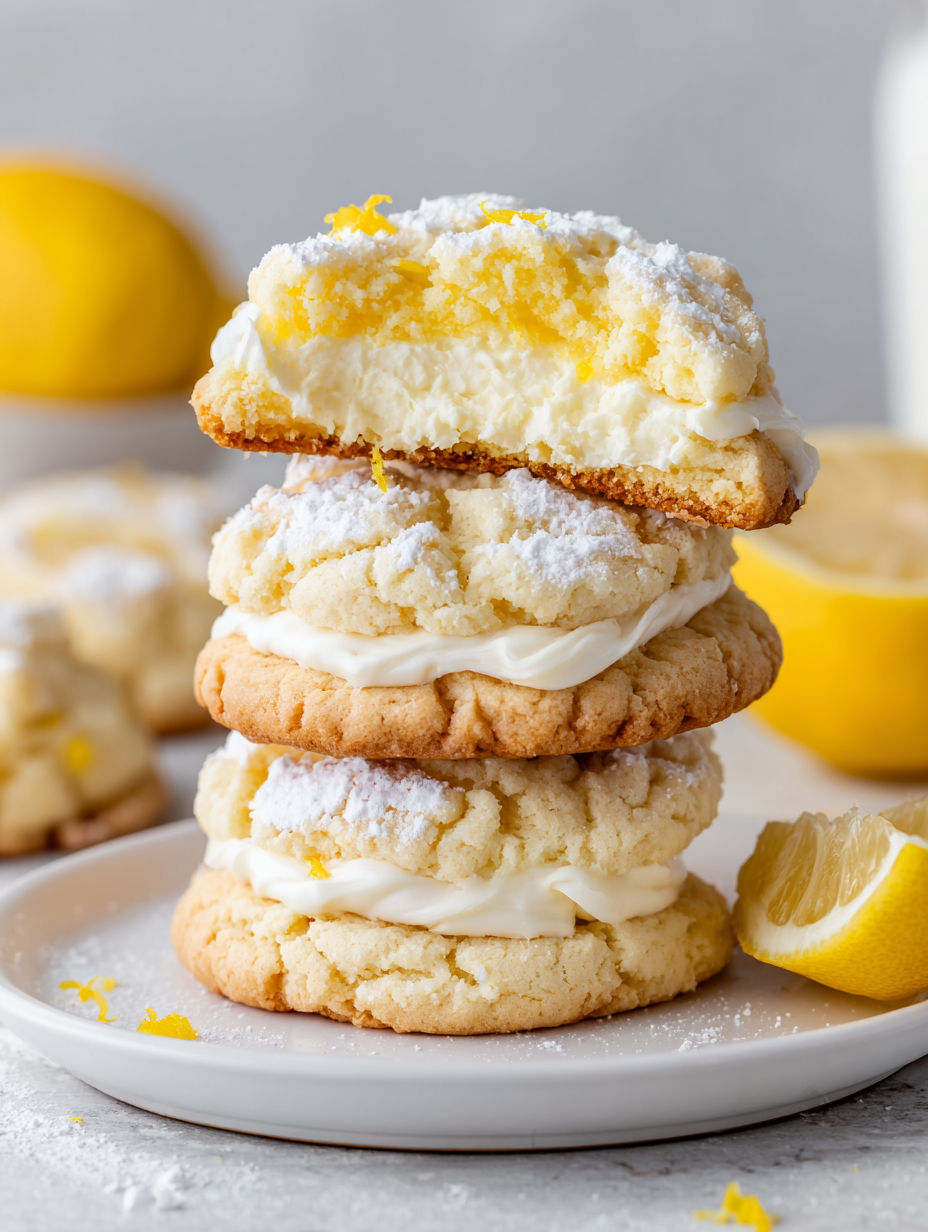 A stack of lemon cheesecake cookies.