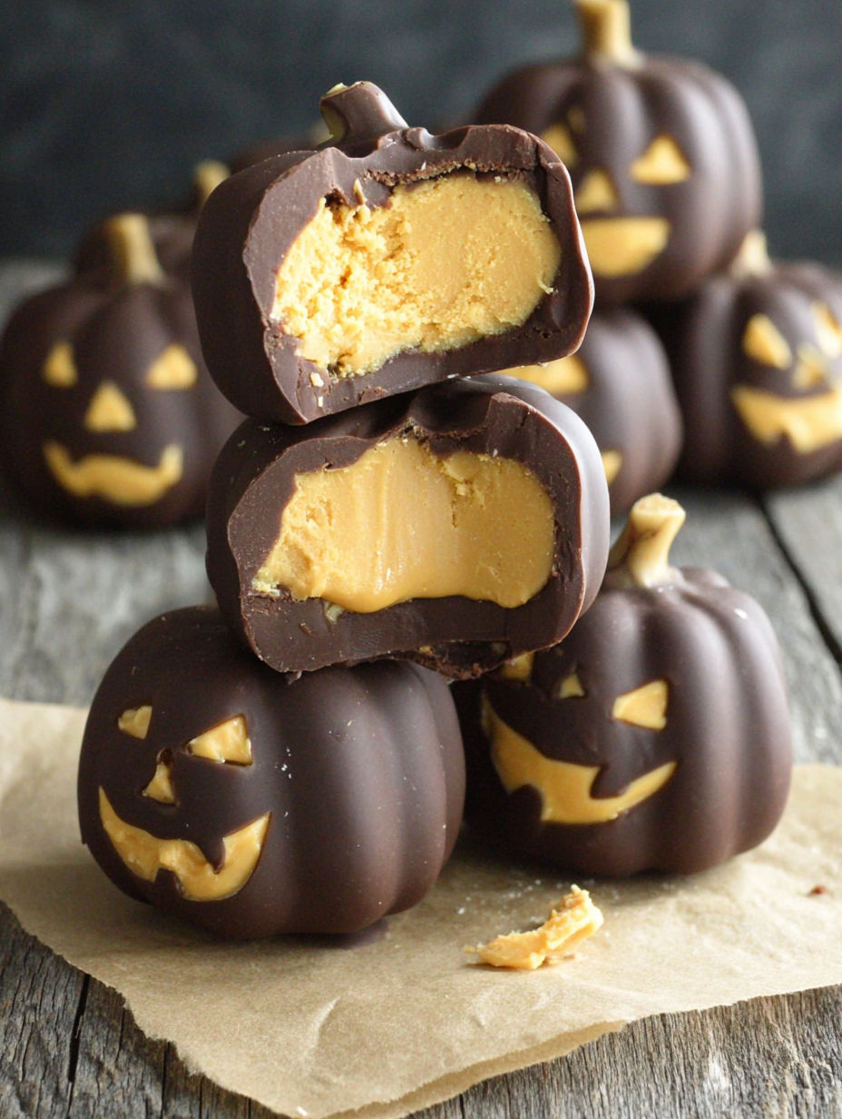 Chocolate peanut butter pumpkin candies.