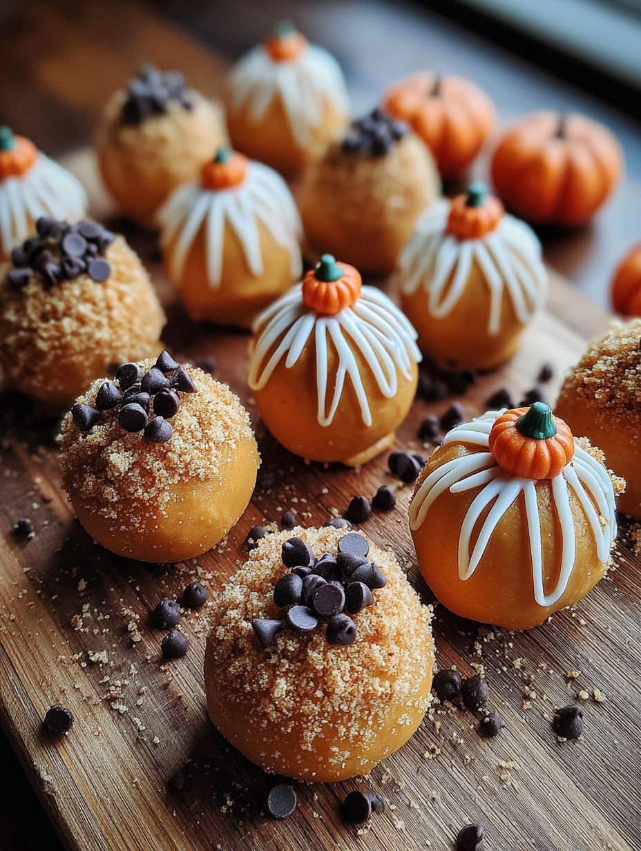 A plate of pumpkin cheesecake truffles.