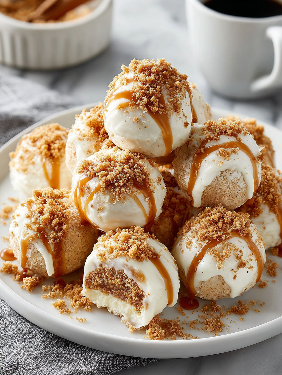A plate of pumpkin cheesecake balls.