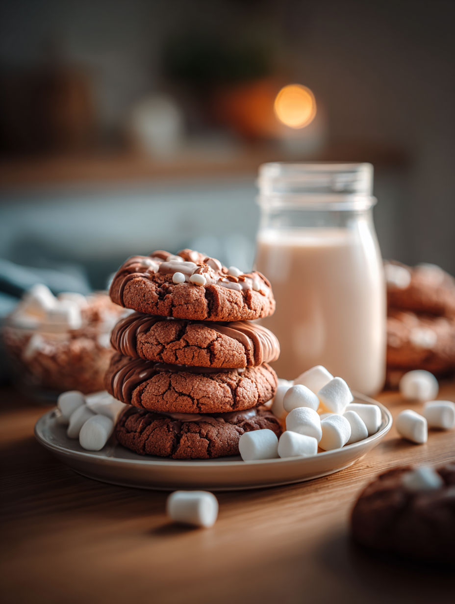 A plate of chocolate marshmallow swirl cookies.