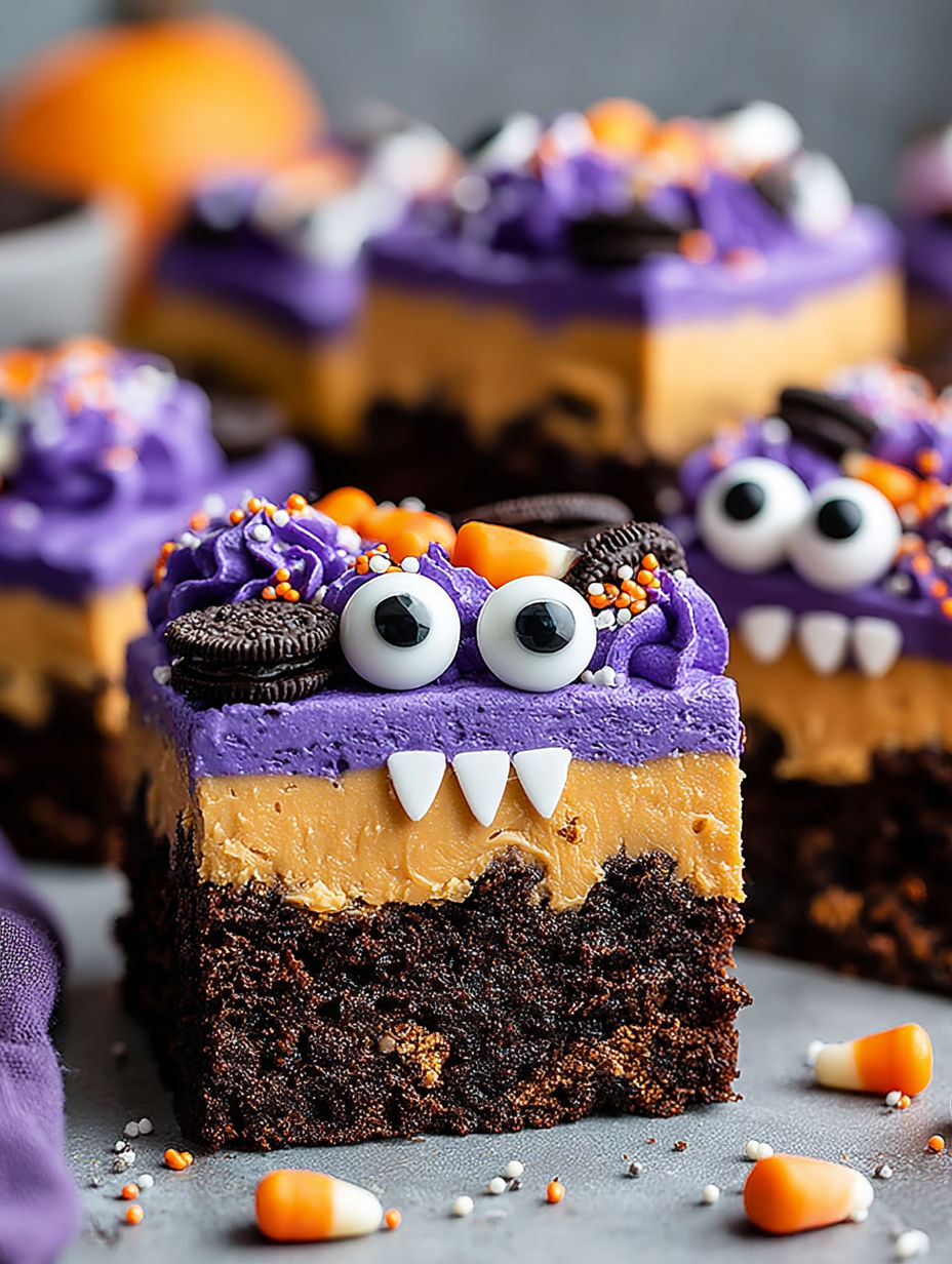 A piece of cake with a monster face on it.