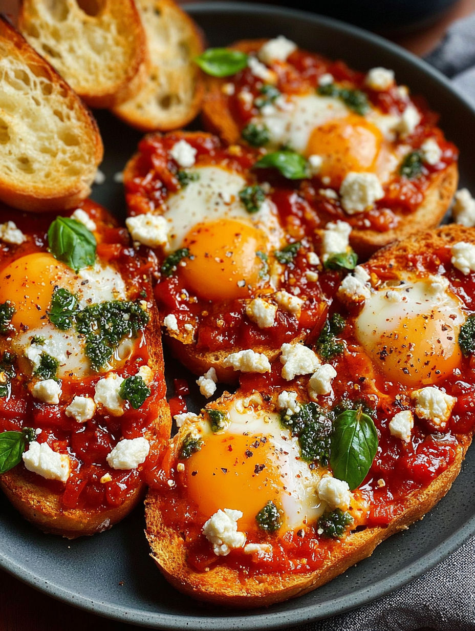 A plate of food with eggs and feta cheese.