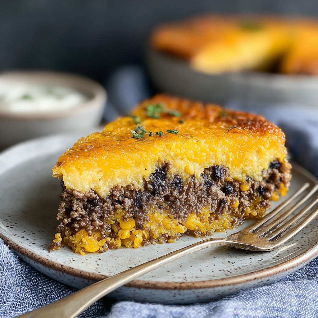 A slice of delicious pastel de choclo.