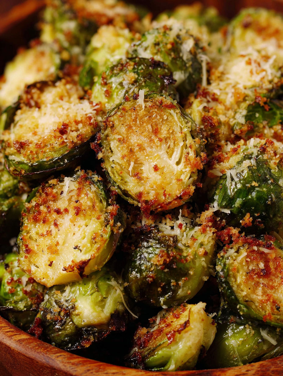 Roasted garlic parmesan brussels sprouts.