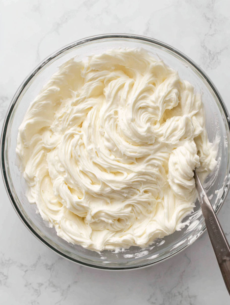 A bowl of cream cheese frosting.