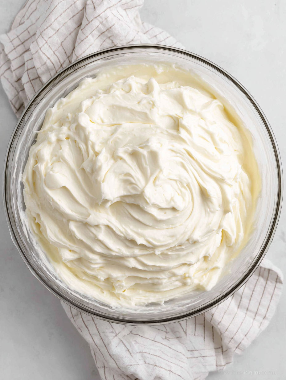 A glass bowl filled with a white cream.