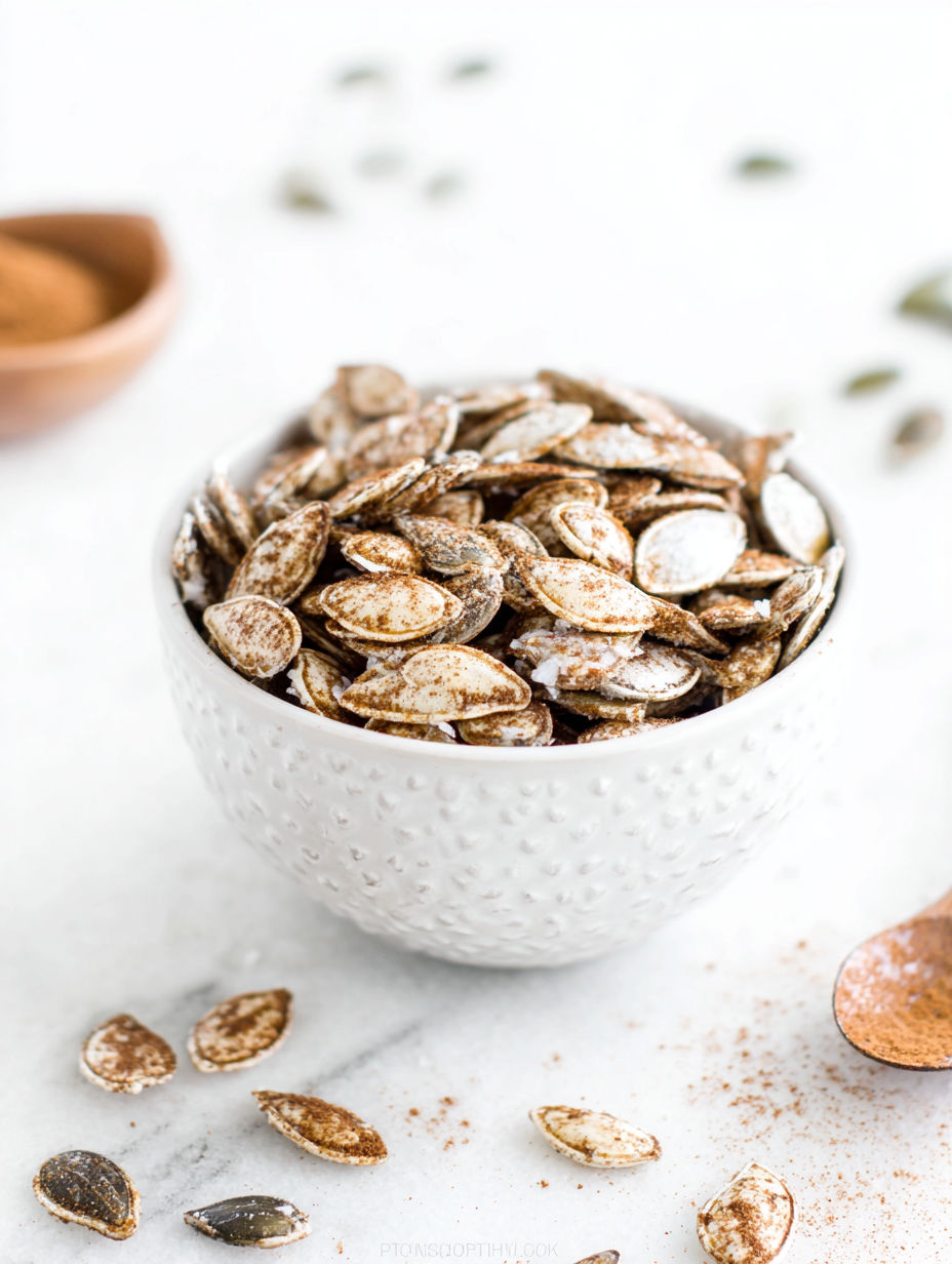 A bowl of pumpkin seeds.