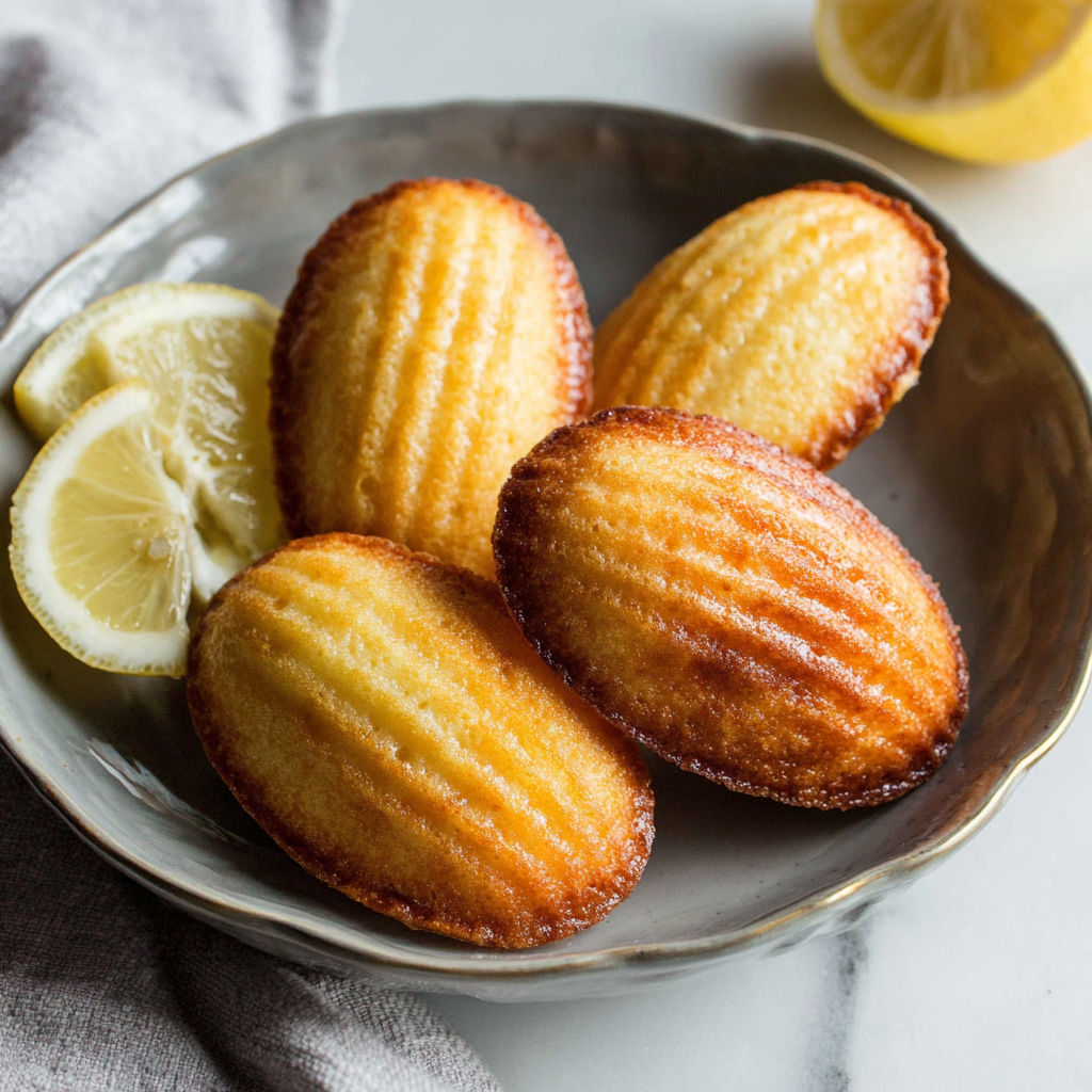 A plate of lemon madeleines.