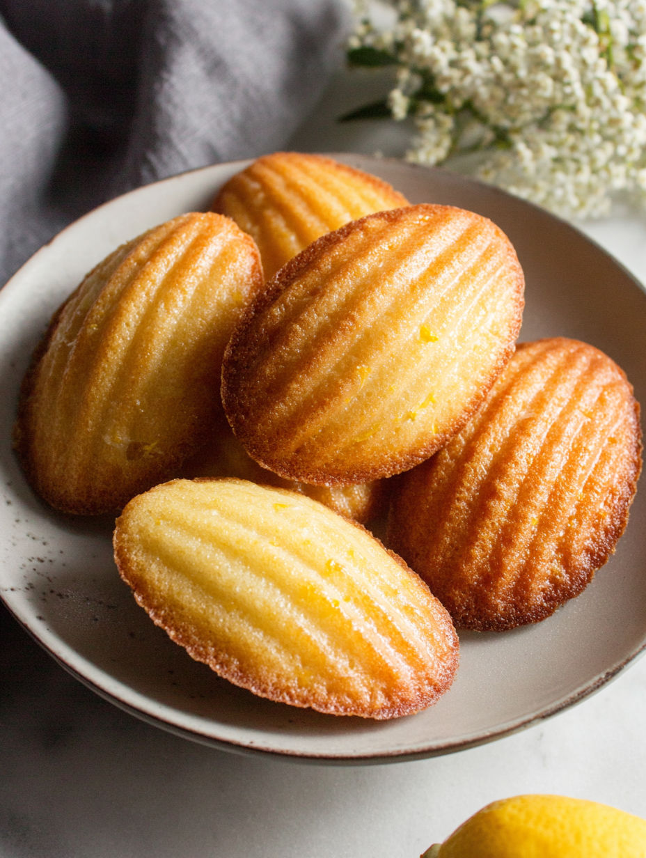 A plate of lemon madeleines.