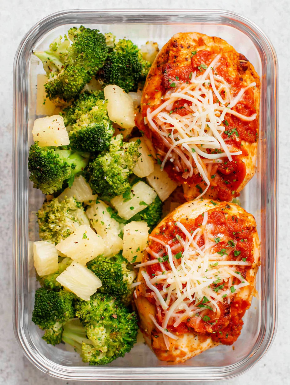 A bowl of chicken with cheese and broccoli.
