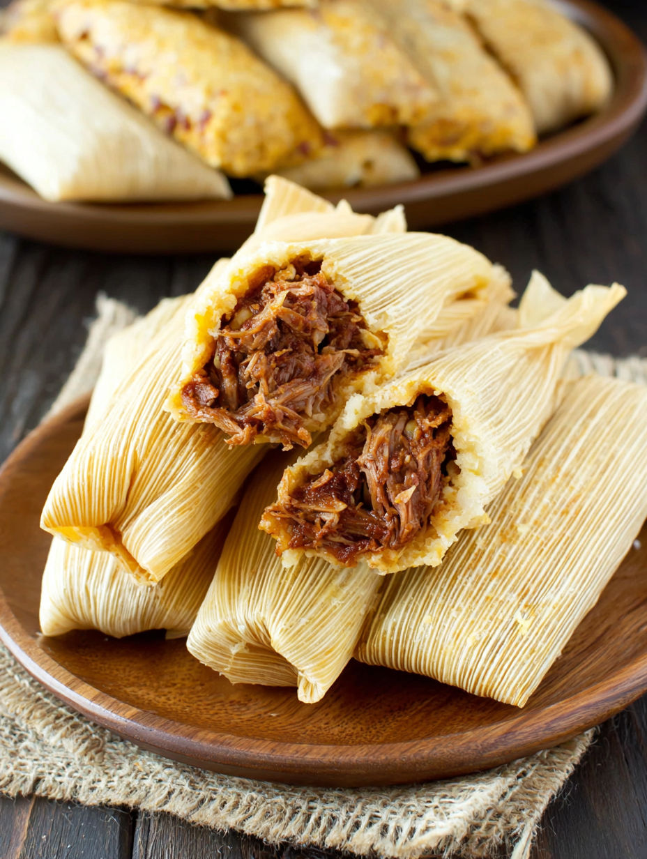 A plate of pork tamales.