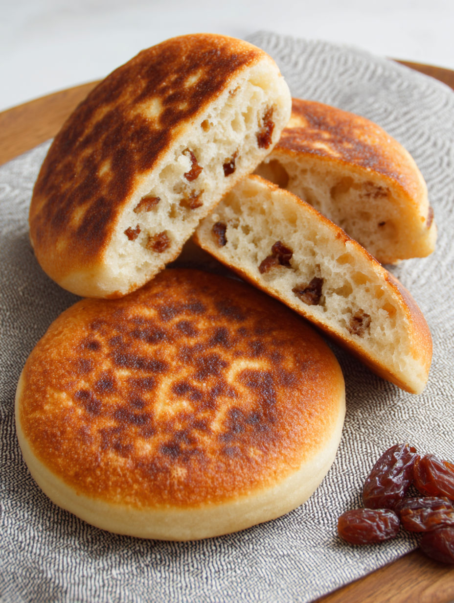 Two slices of irresistibly fluffy vegan toasted teacakes.