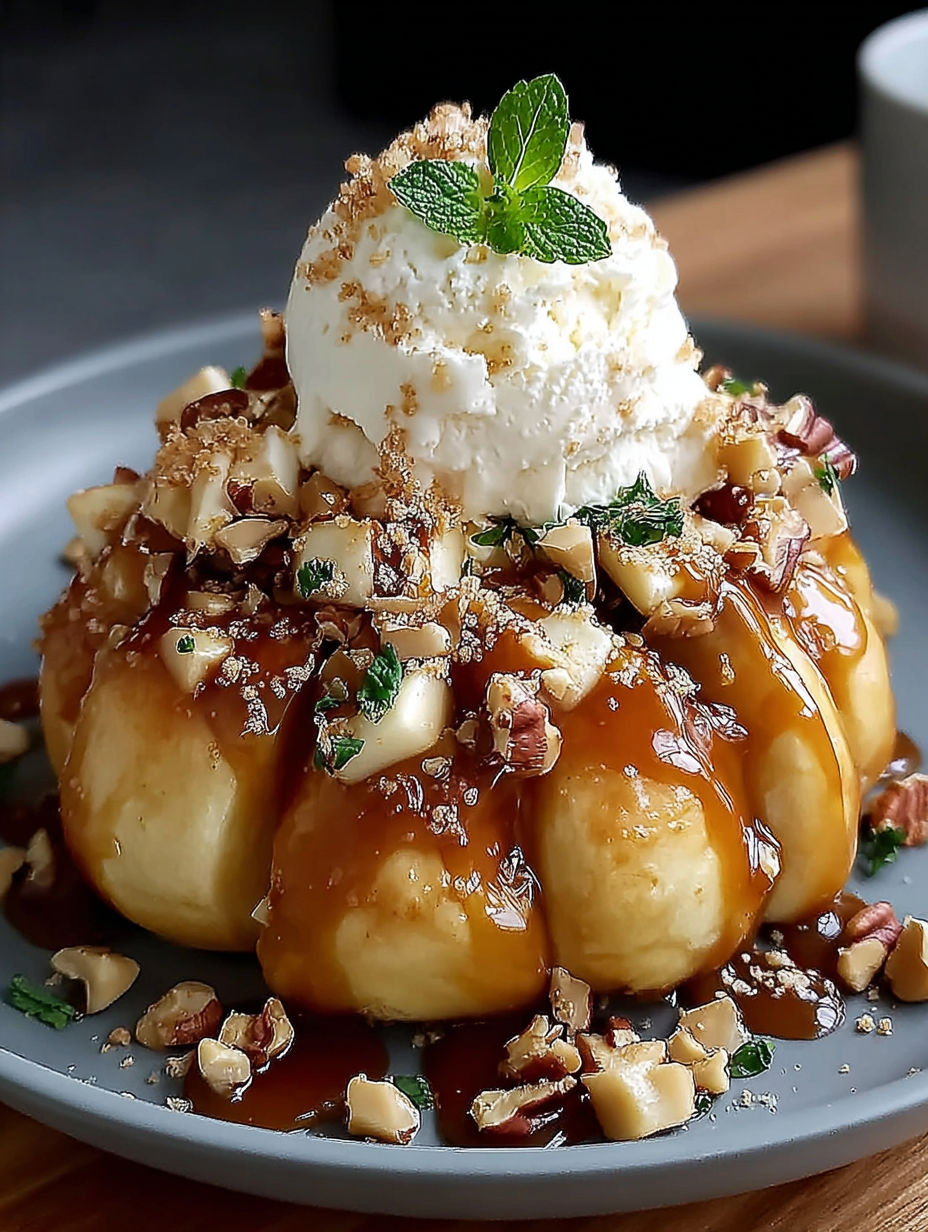 A delicious dessert with a dollop of whipped cream.