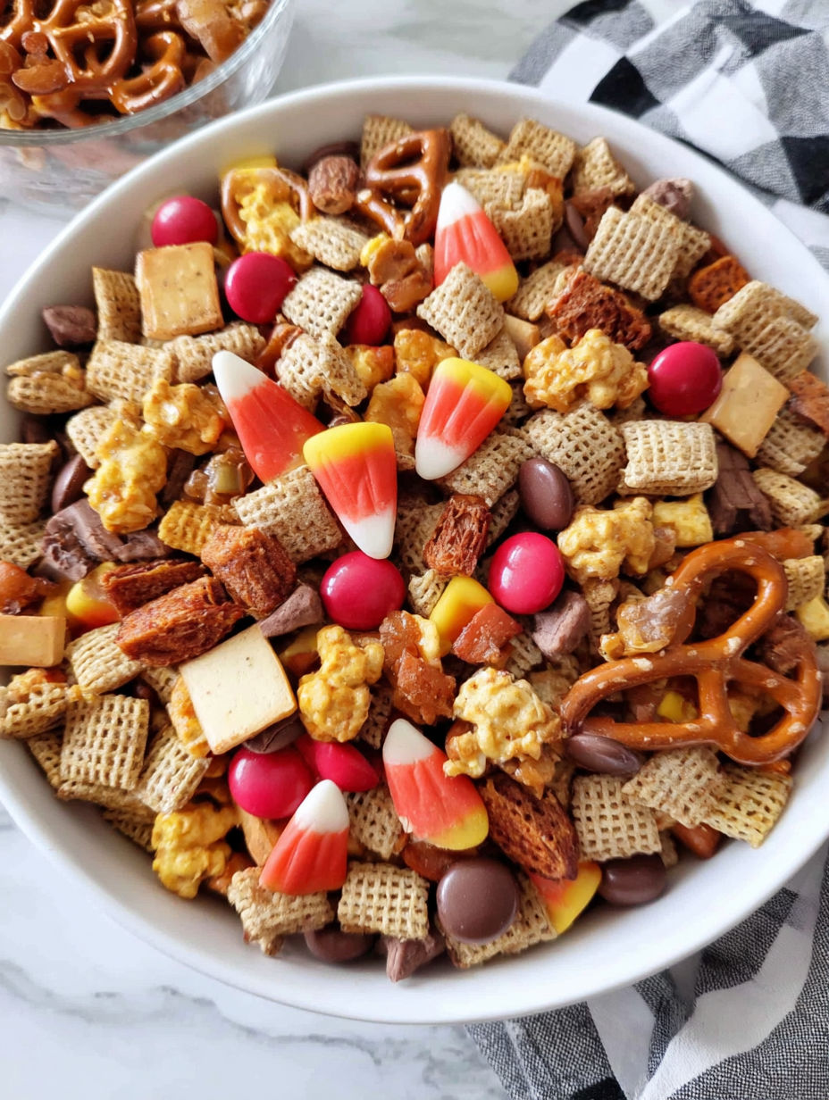 A bowl of cereal with a variety of candies and nuts.