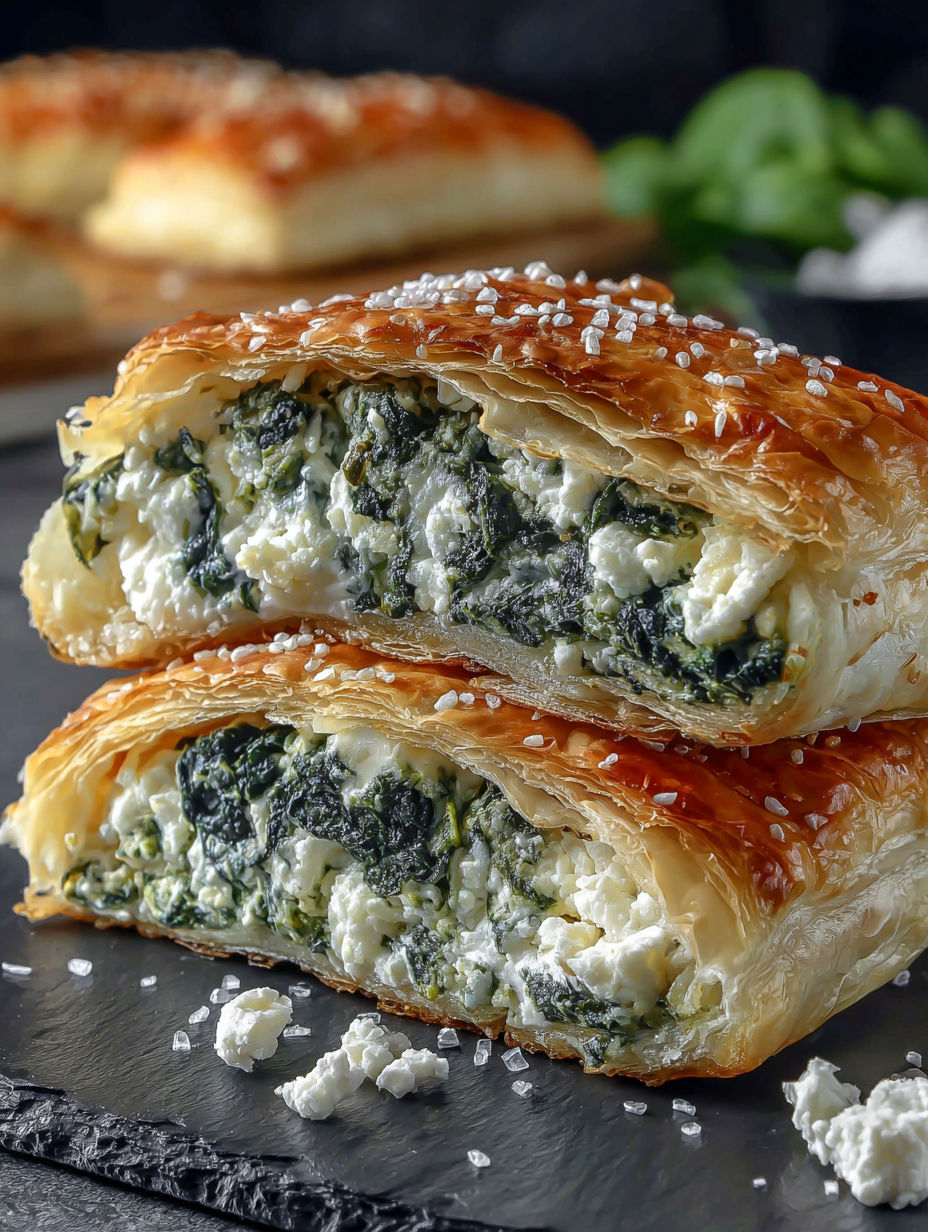 A flaky spinach feta puff pastry.