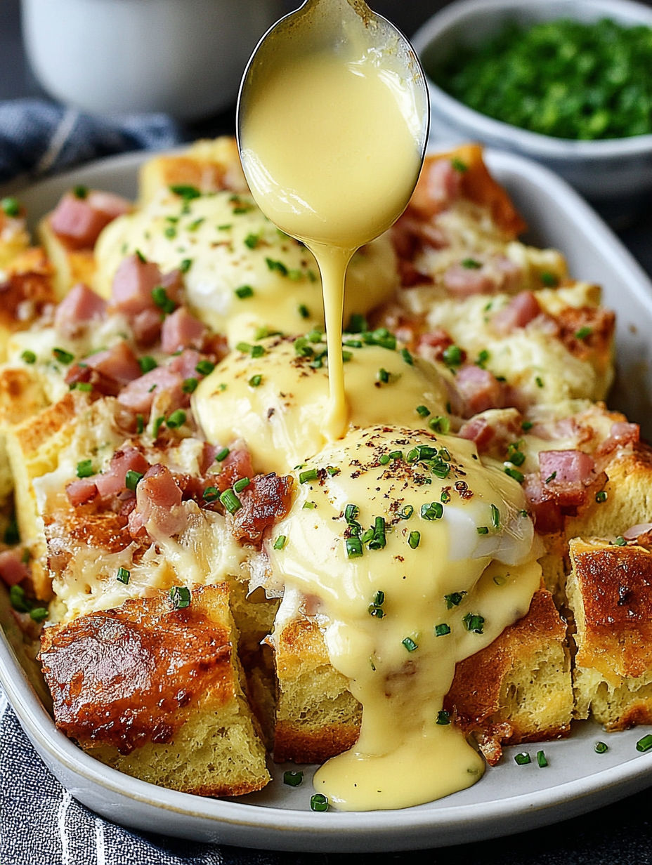 A delicious Eggs Benedict Casserole for a perfect brunch.