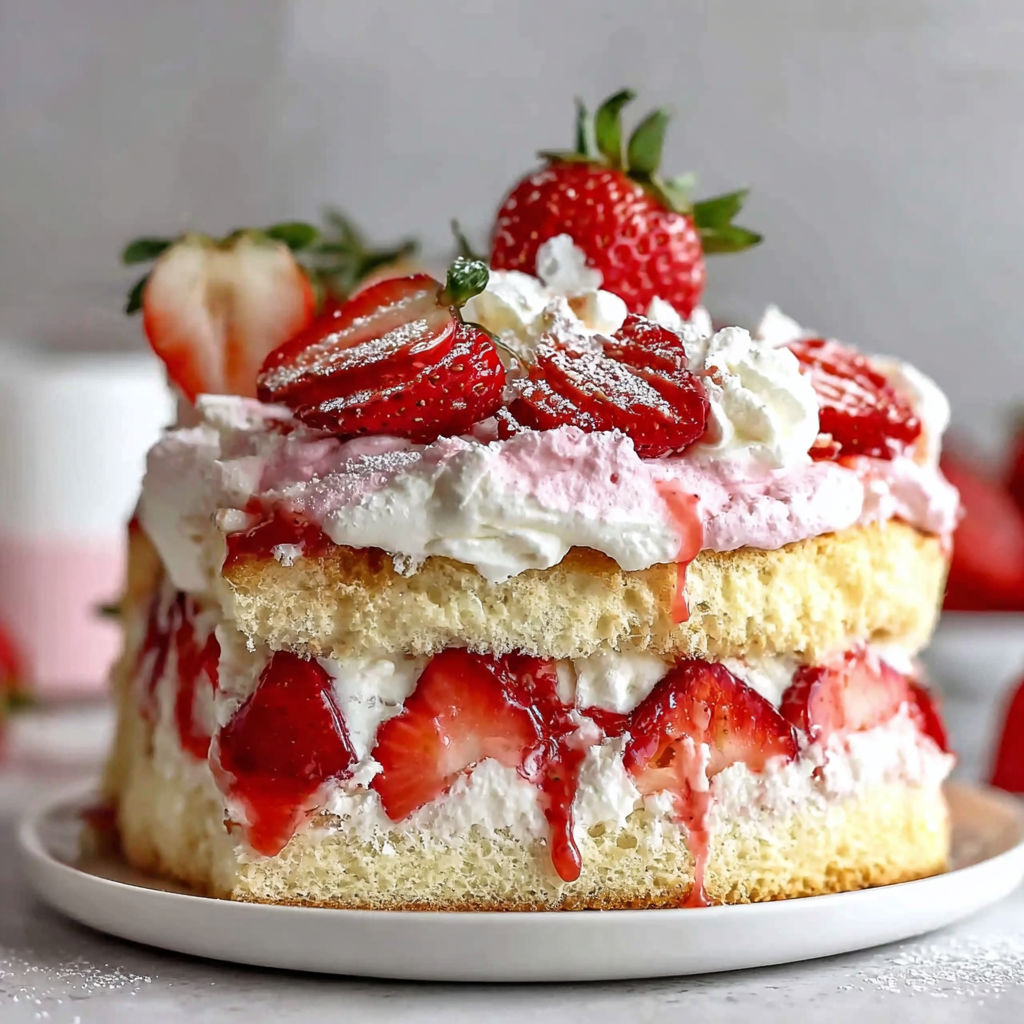 A slice of strawberry shortcake tiramisu.