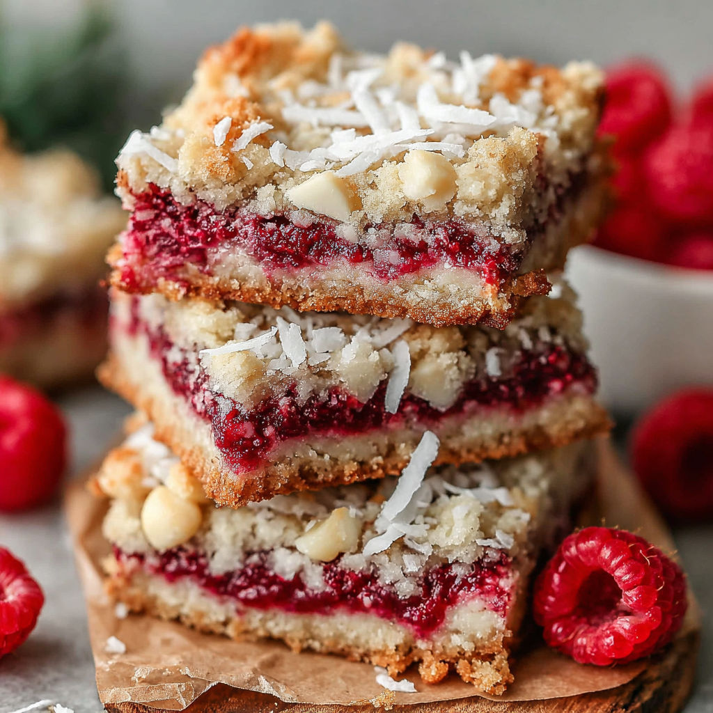 A stack of Raspberry Magic Cookie Bars.