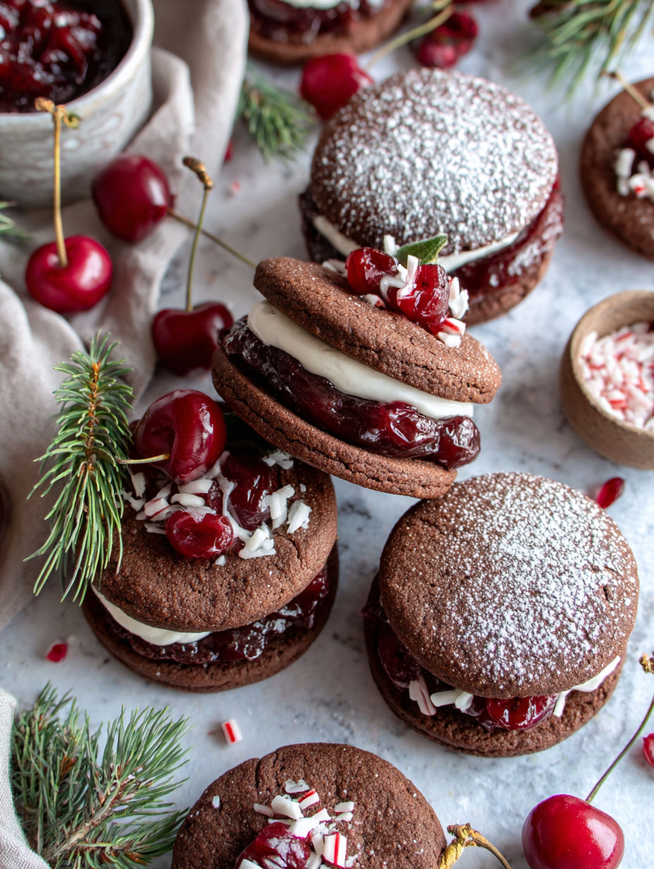 A plate of black forest cookies.