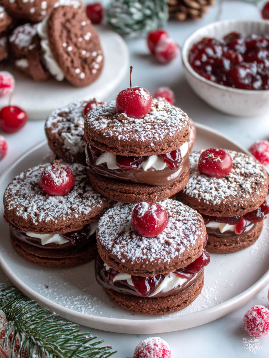 A stack of black forest cookies.