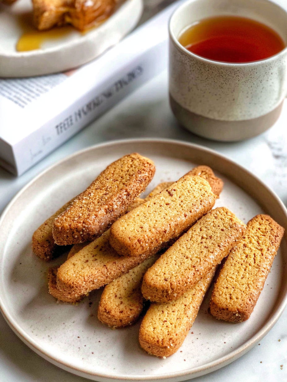 A plate of Swedish Honey-Toffee Cookie Fingers.