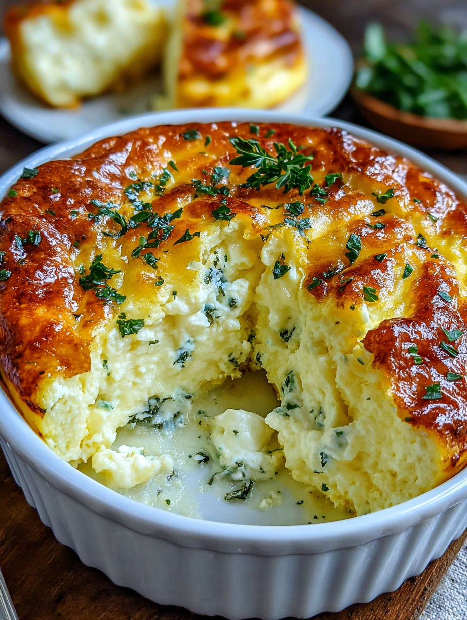 A baked cottage cheese and egg dish.