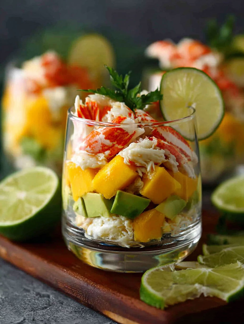 A glass of food with a slice of lime on top.