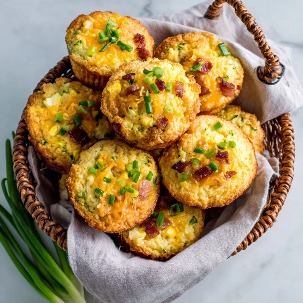A basket of ham and cheese muffins.
