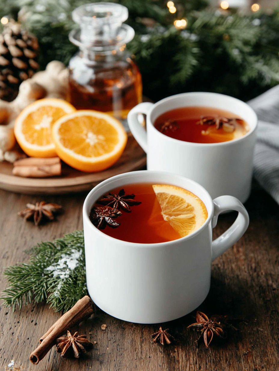 Two cups of tea with lemon and ginger.