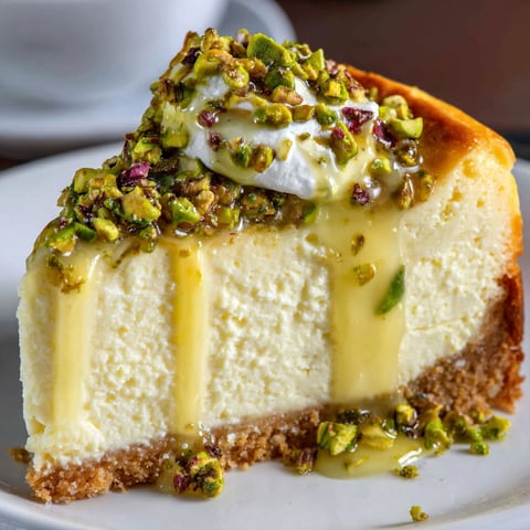 A slice of pistachio cheesecake with a topping of whipped cream.