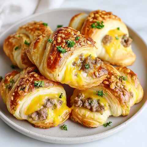 Sausage cheddar crescent rolls on a plate.