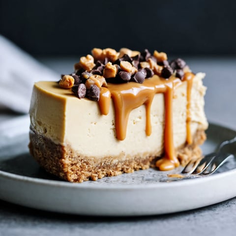 A slice of loaded butterscotch cheesecake.