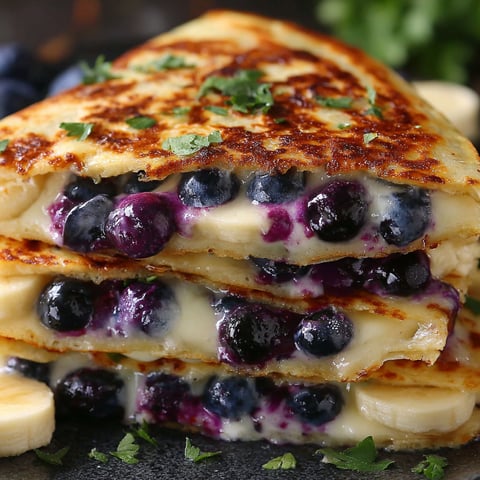 A stack of blueberry quesadillas.