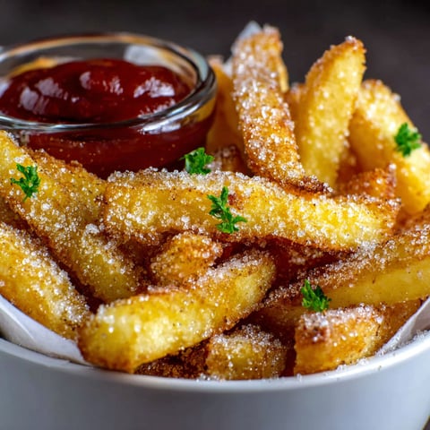 A bowl of crispy air fryer apple fries.